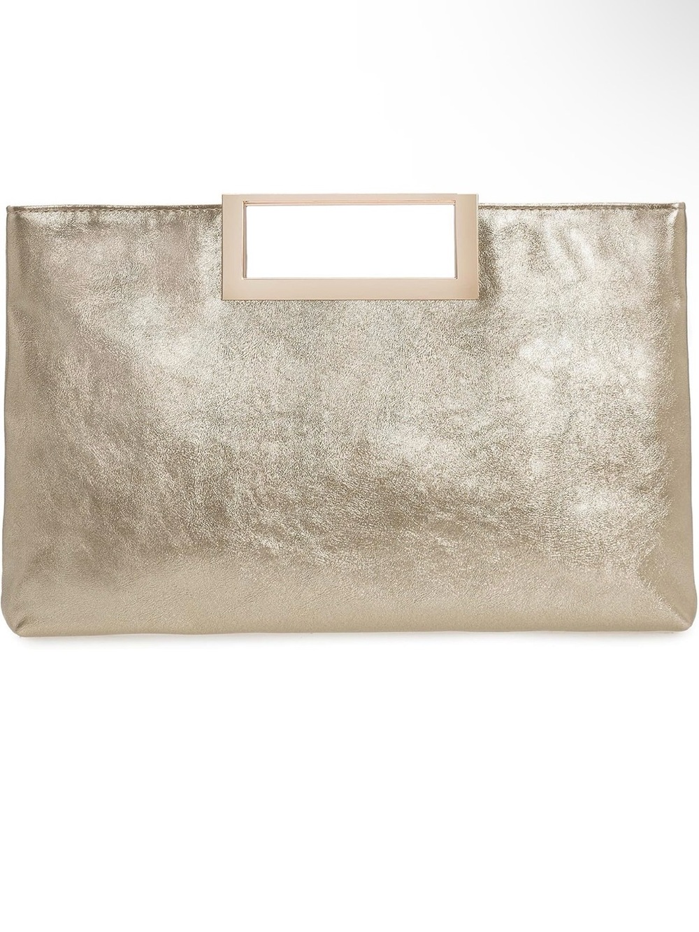 Metallic Gold Women’s Crossbody Rectangle Handle Clutch